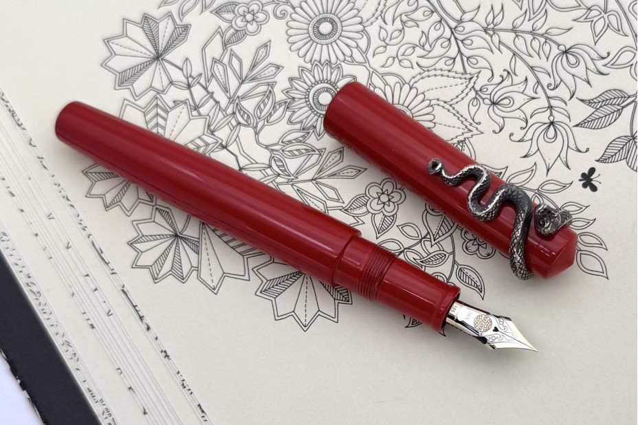 Nakaya Piccolo Long Writer Shu Fountain Pen with Fumigated Snake Stopper