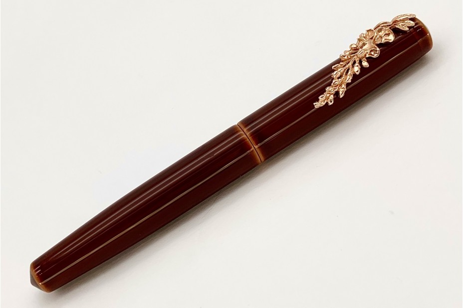 Nakaya Piccolo Long Writer Toki-Tamenuri Fountain Pen with Pinkgold Wisteria Stopper
