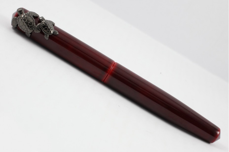 Nakaya Piccolo Long Writer Aka Tamenuri with Turtle Stopper Fountain Pen