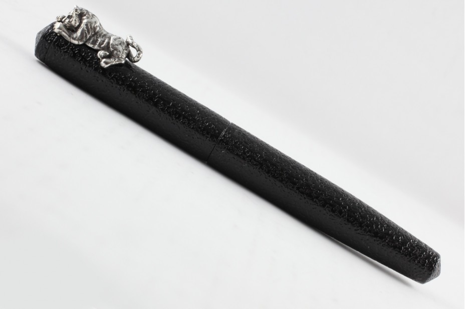 Nakaya Piccolo Long Writer Ishime Kanshitsu Black with Tiger Stopper Fountain Pen