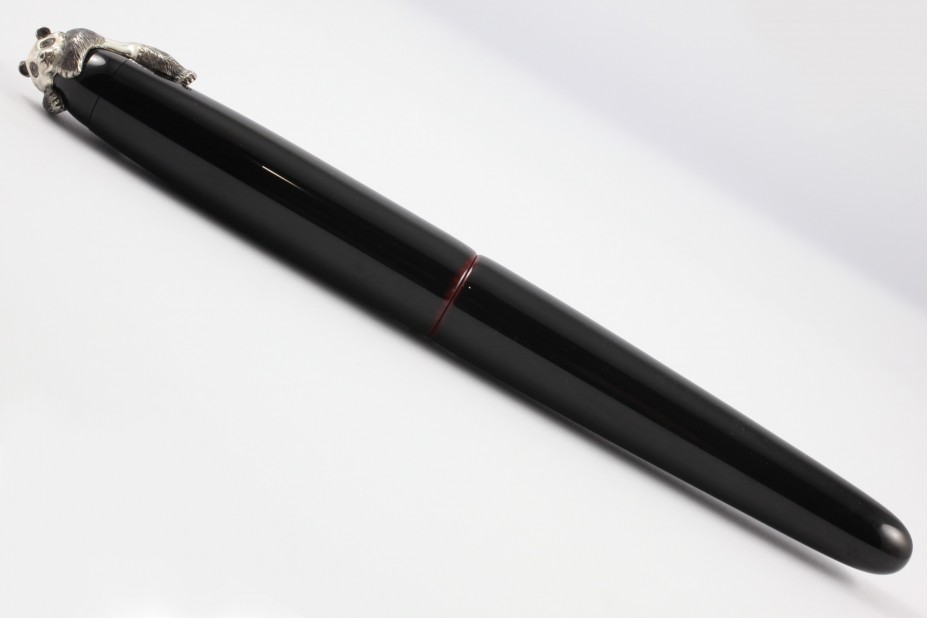 Nakaya Portable Writer Kuro Tamenuri Fountain Pen with Panda Stopper